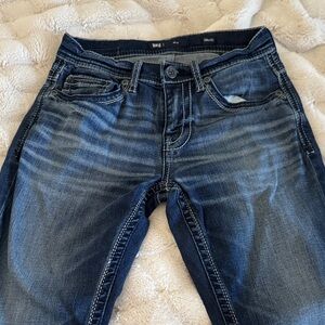 BKE Men's Slim Straight Jeans - Dark Blue